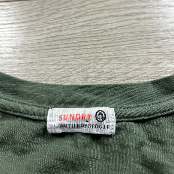 Anthropologie Sundry Shirred Green Long Sleeve Dress - Picture 6 of 12